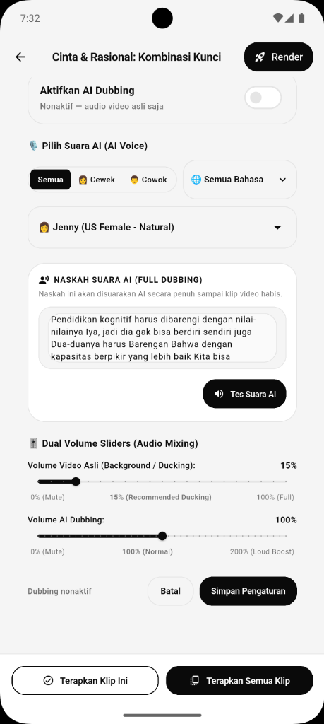 AI Dubbing & Audio Ducking